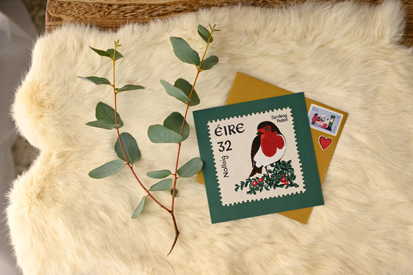 Pack of 6 Nollaig  Irish Robin Christmas Cards