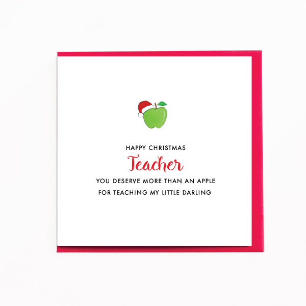 Apple Christmas Teacher Card