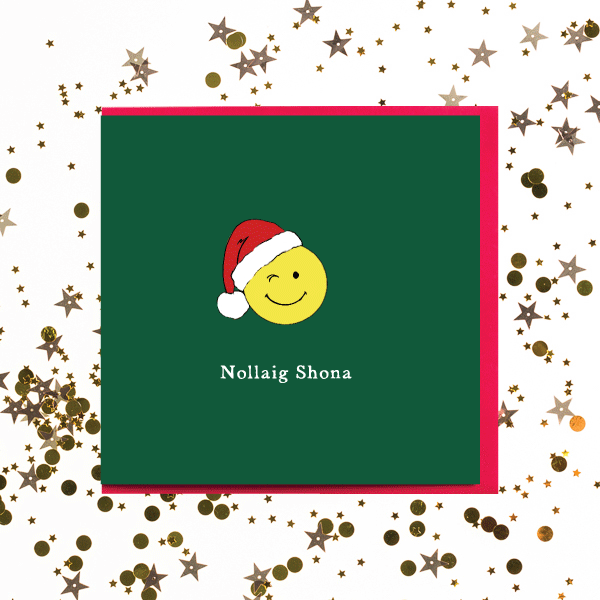 Nollaig Shona Smiley Face Christmas Card