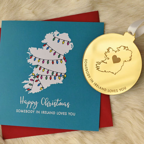 Somebody in Ireland Christmas Decoration and Card
