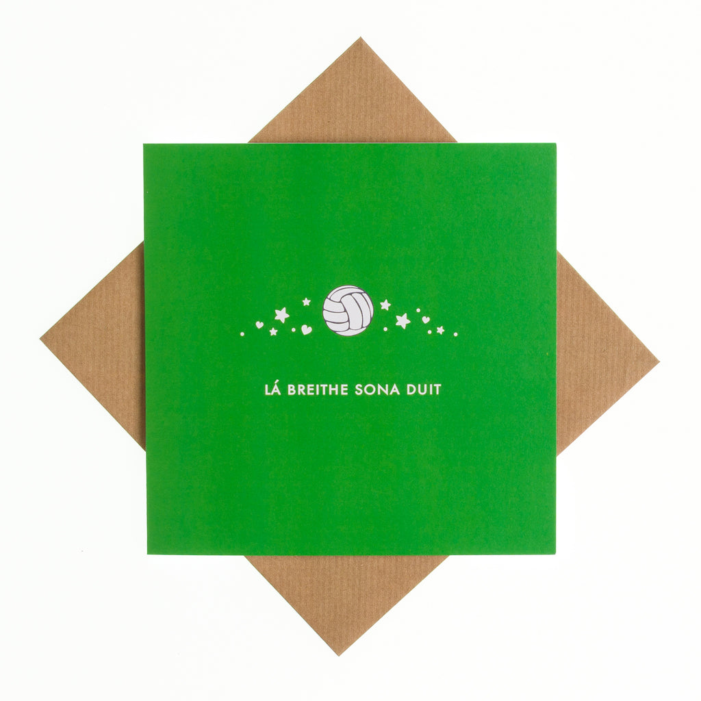 Lá Breithe Sona Duit - Gaelic Football Green Birthday Card