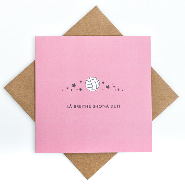 Lá Breithe Shona Duit - Gaelic Football Pink Birthday Card