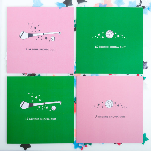 Lá Breithe Shona Duit - Gaelic Football Pink Birthday Card