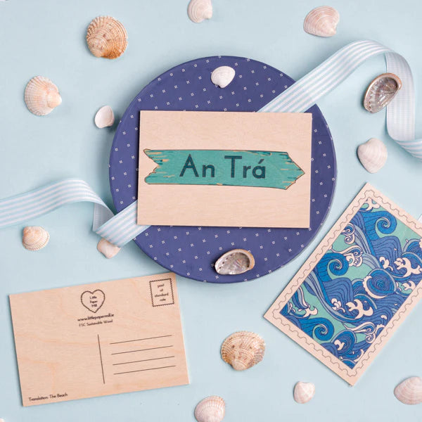 Bundle of 2 Wooden Postcards - An Trá and Sea