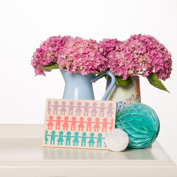 Paper Chain Wooden Postcard