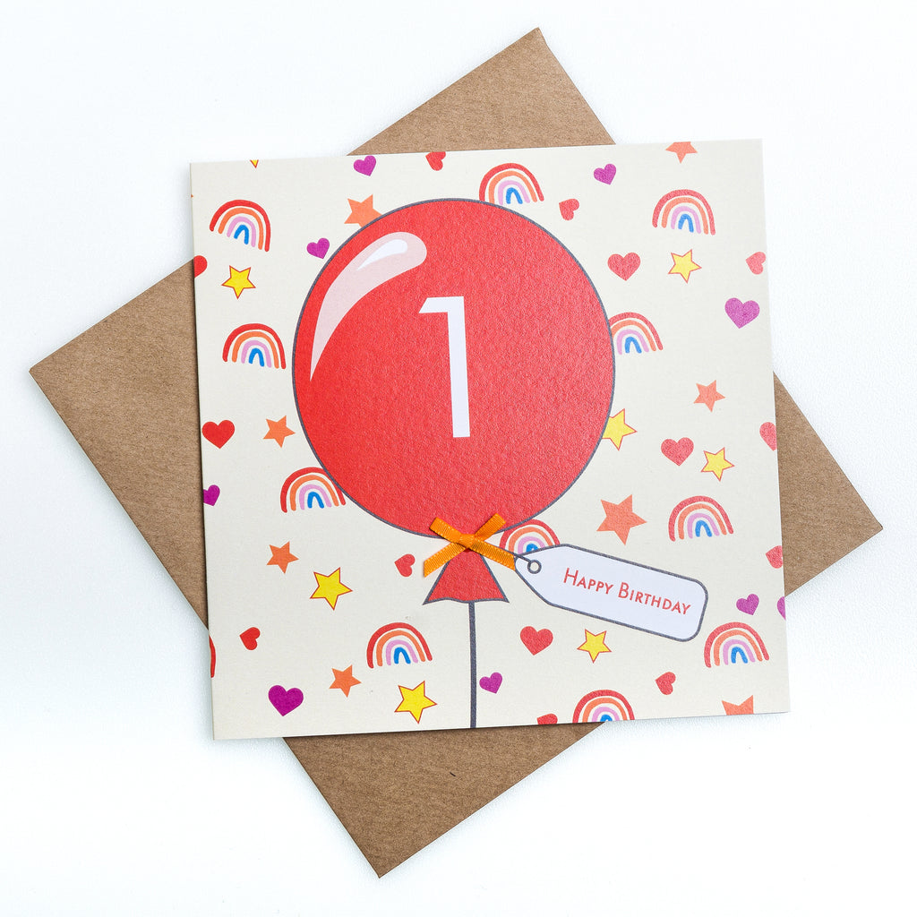1st Birthday Balloon Card