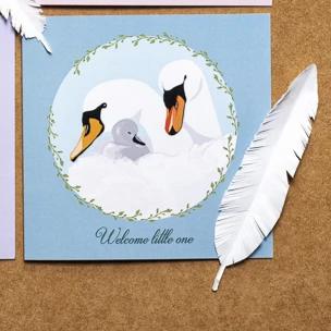 Swan Baby Card - Boy