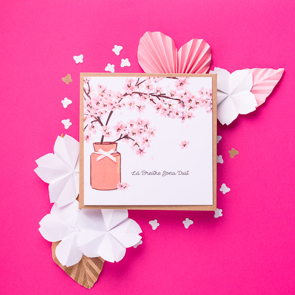 Lá Breithe Sona Duit - Cherry Blossom Birthday Card
