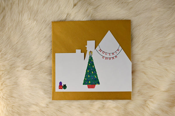 Nollaig Shona Gingerbread House Decoration Card