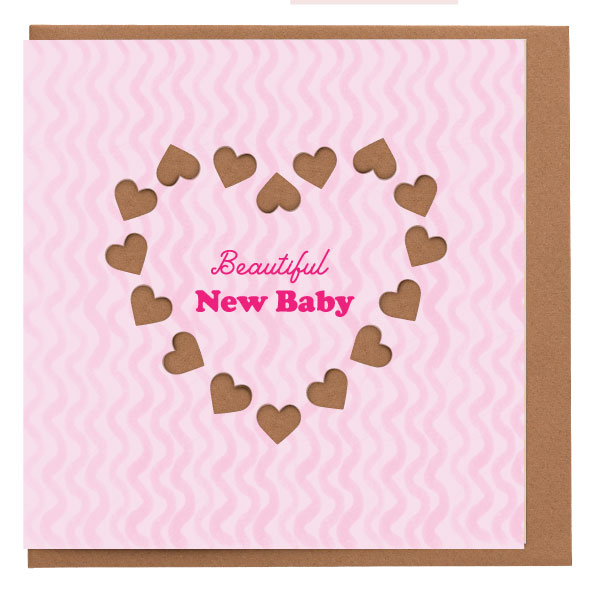 Die Cut Pink Baby Card