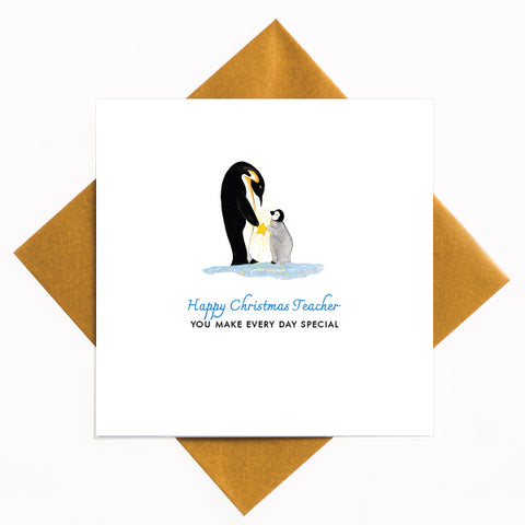 Teacher Penguin Christmas Card