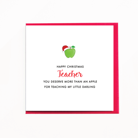 Apple Christmas Teacher Card