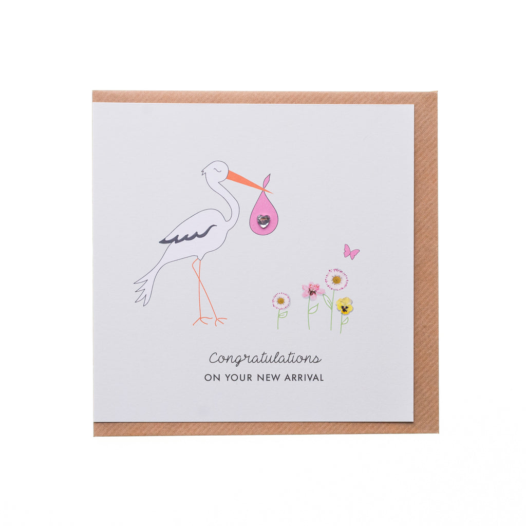 Stork Baby Girl Card