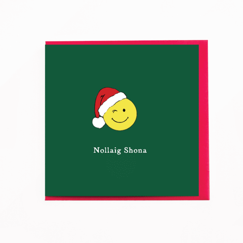 Nollaig Shona Smiley Face Christmas Card