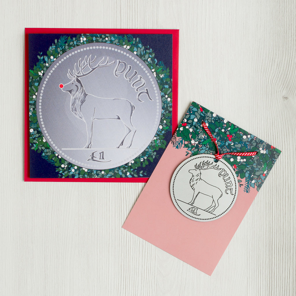 Irish Punt Christmas Card & Decoration Set