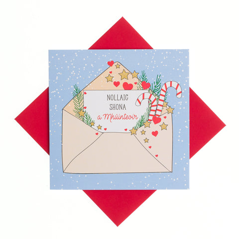 Nollaig Shona a Mhúinteoir - Blue Happy Christmas Teacher Card