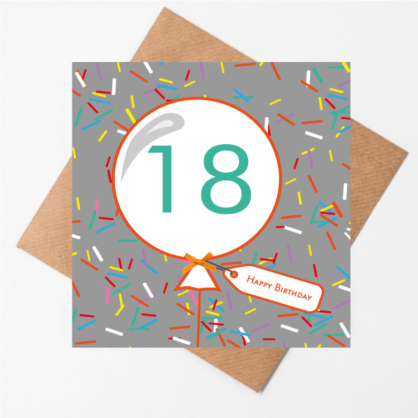 18th Birthday Sprinkles Balloon Card