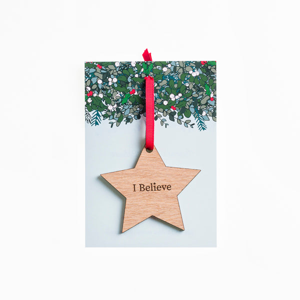 I Believe Wooden Star Decoration