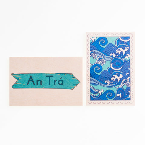 Bundle of 2 Wooden Postcard- An Trá and Sea