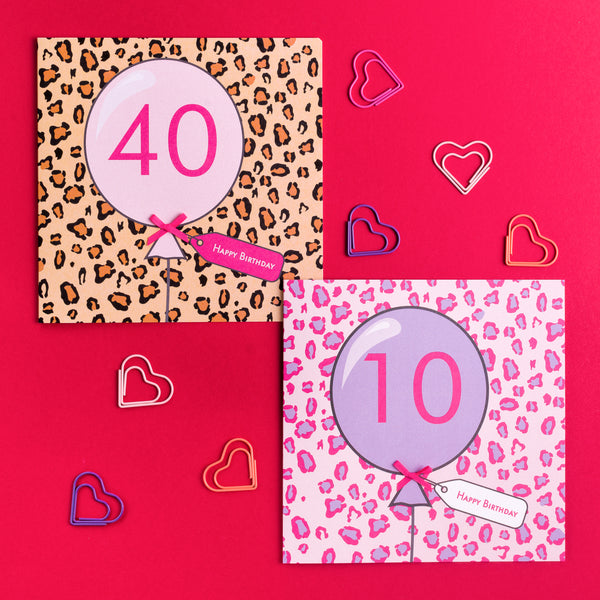 10th Birthday Animal Balloon Card