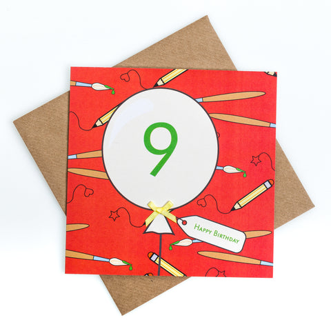9th Birthday Art Balloon Card