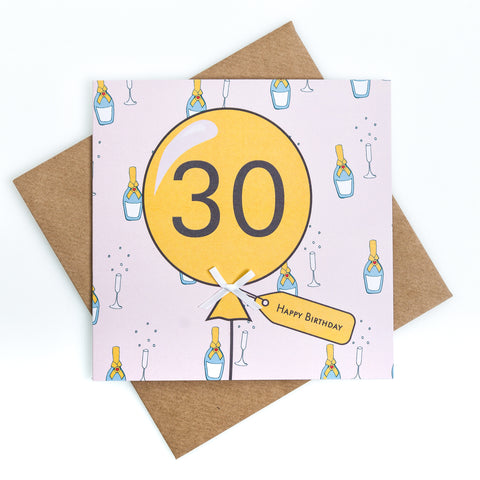 30th Birthday Bubbles Balloon Card