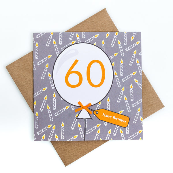 60th Birthday Candle Balloon Card