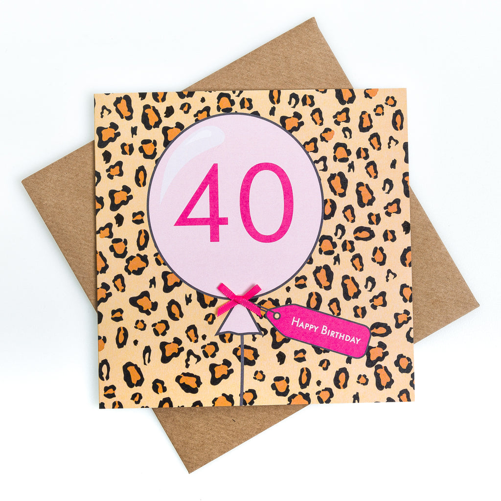 40th Birthday Animal Balloon Card