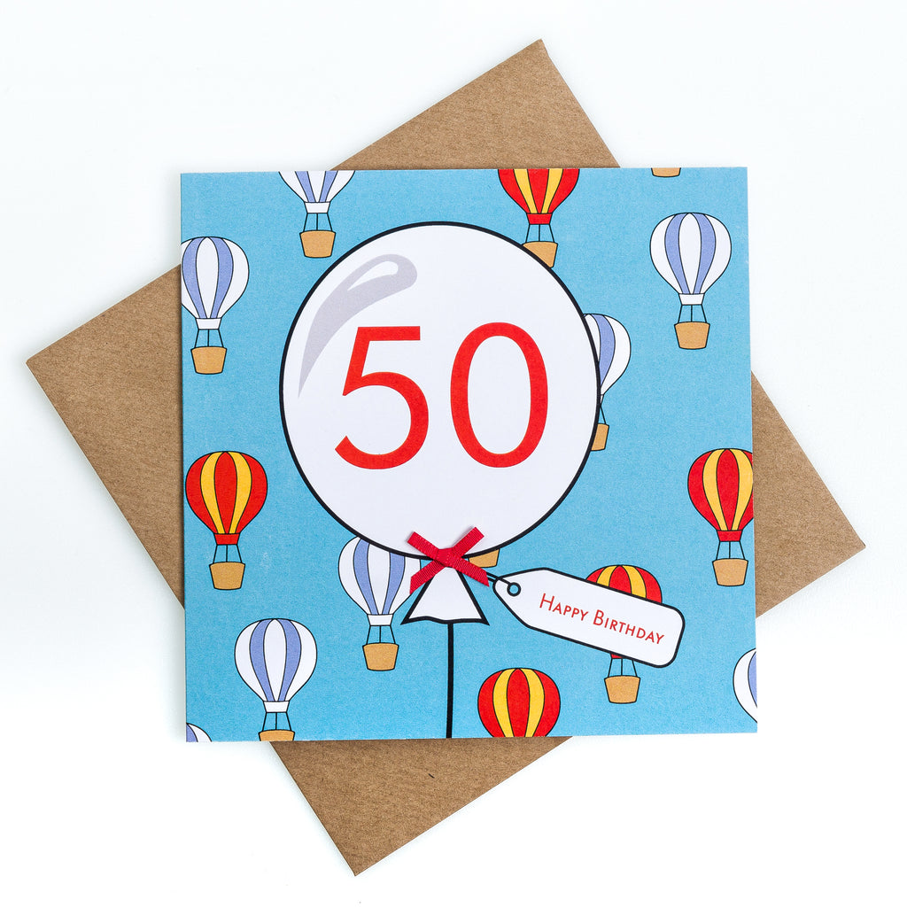 50th Birthday Hotair Balloon Card