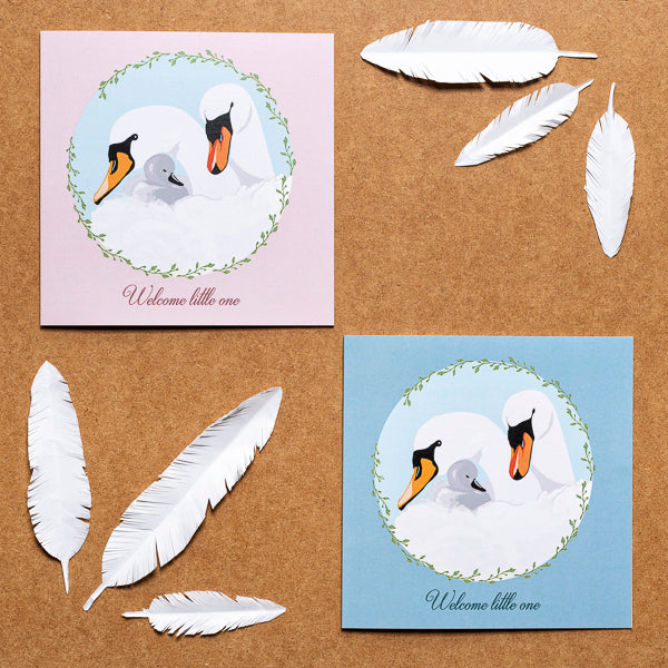 Swan Baby Card - Girl