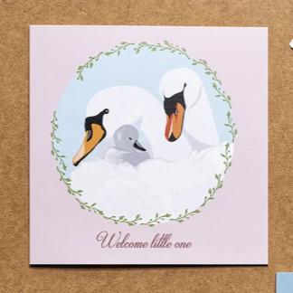 Swan Baby Card - Girl