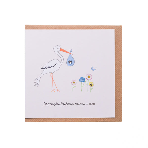 Irish Stork baby Boy Congratulations Card