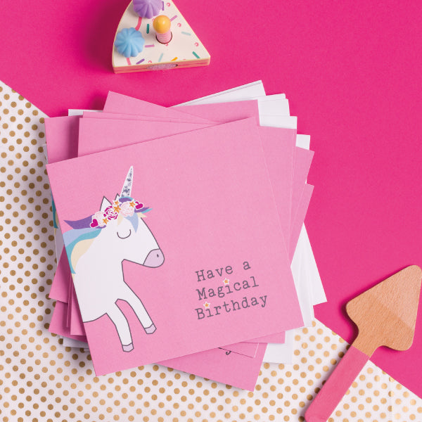 Pack of 6 Cards -Unicorn Birthday