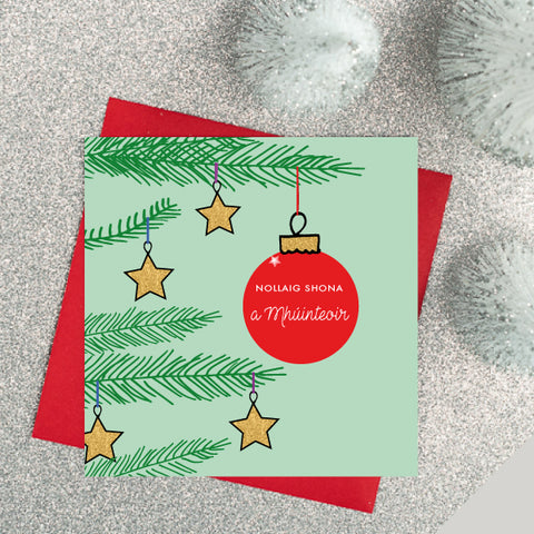 Nollaig Shona a Mhúinteoir - Green Happy Christmas Teacher Card